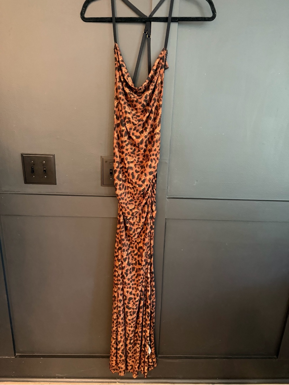 Free People Leopard Print Maxi Dress in Brown and Black